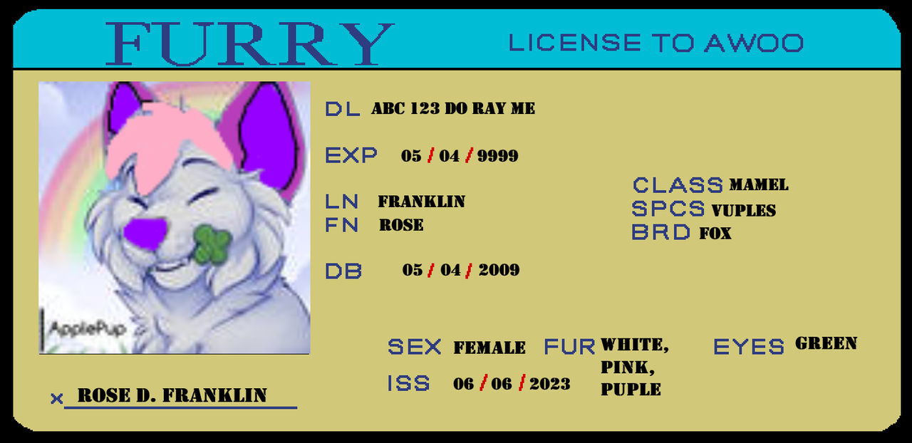 Rose AWOO licenses by AzulFox2 on DeviantArt