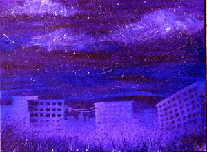 Splashes of Violet in a City of Blues by LittleWheat