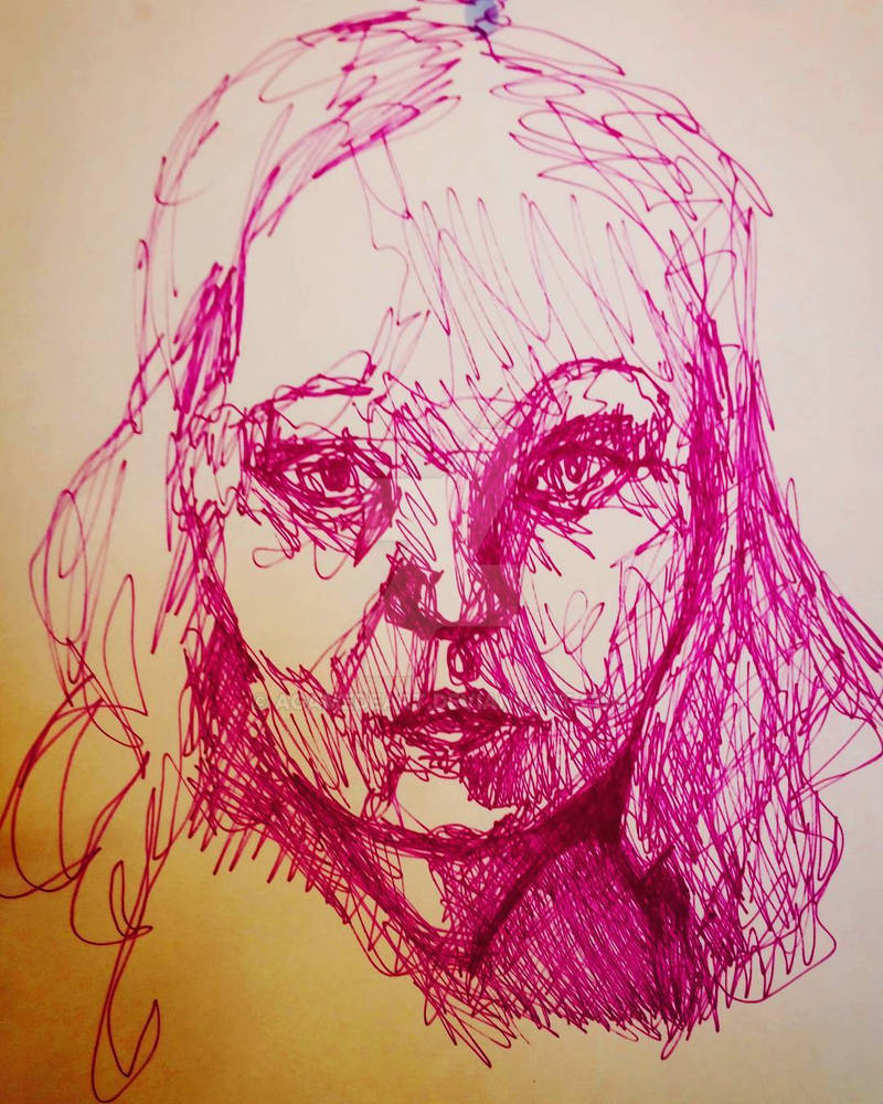 Continuous Line Self Portrait in Pink by AgamedeArt on DeviantArt