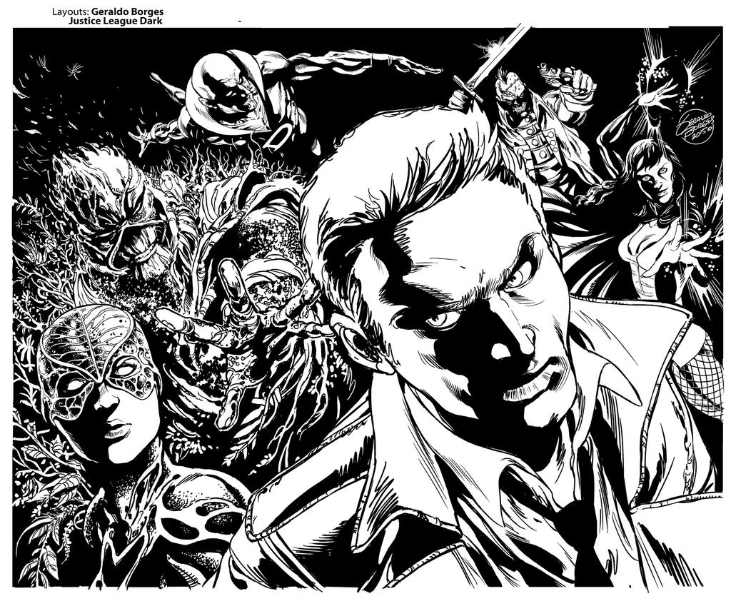 Justice League Dark inked double page