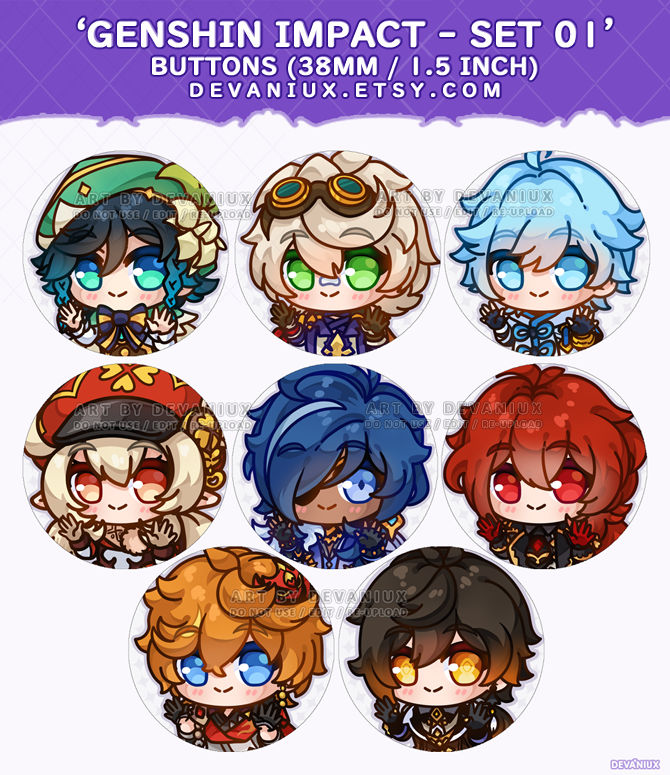 Genyo Button Genshin Impact SET 01 - Buttons by Devaniuxx on DeviantArt