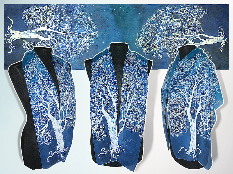 Silk scarf WHITE TREE of GONDOR - for commission!