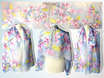 Silk scarf Magnolia Flowers - FOR SALE by MinkuLul