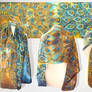 Peacock silk scarf - FOR SALE
