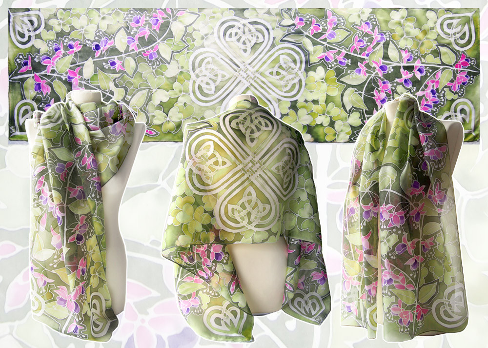 Silk scarf Shamrock - for sale