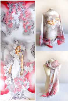 silk scarf Mucha Lilies