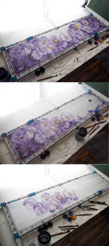 Painting silk scarf Pansy