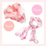 Cherry and Peach silk scarfs