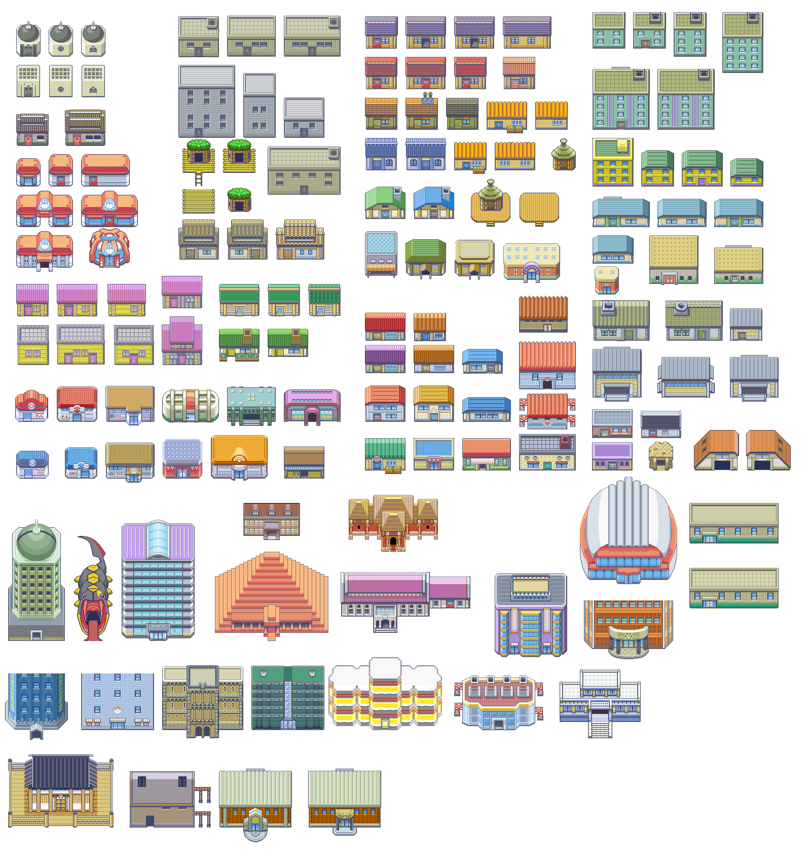 Pokemon Tileset - GBA - Buildings by Ruurule on DeviantArt