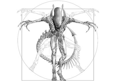 Vitruvian Alien tattoo design