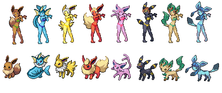 All Eevee Evolution Pokémon Sprites -  Hong Kong