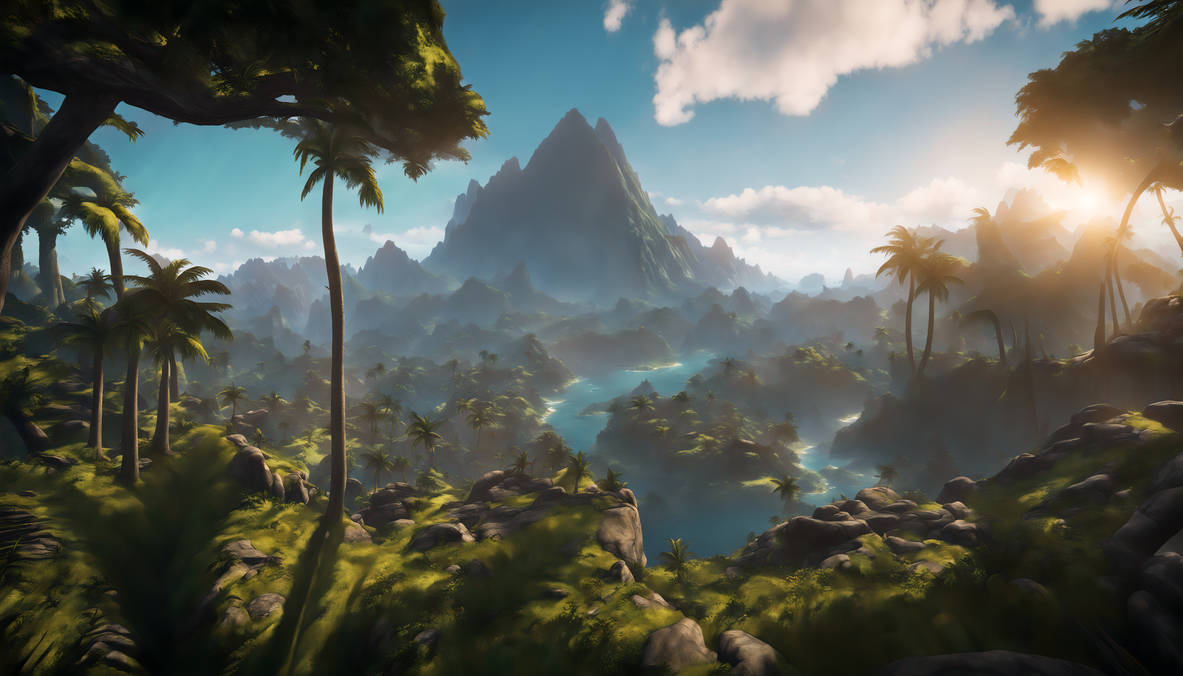 Panorama of the island from ARK: Survival Evolved