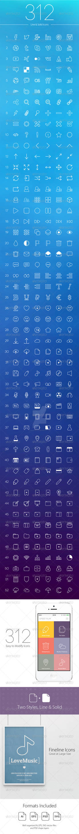 312 Line and Solid Icons