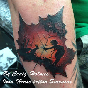 Leaf tattoo by Craig Holmes @ Iron Horse
