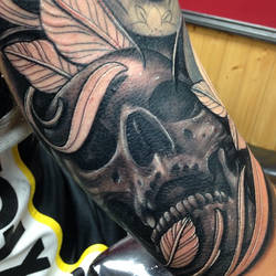 Skull tattoo sleeve by craig Holmes