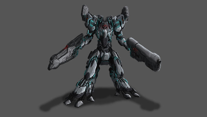 Armored core inspired reverse joint mecha by GatchaNick on DeviantArt