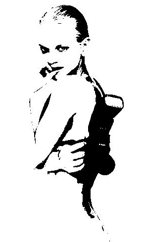 girl with camera stencil