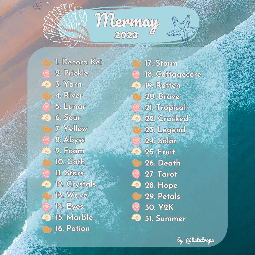 Mermay 2023 Prompt List by Helutrope on DeviantArt