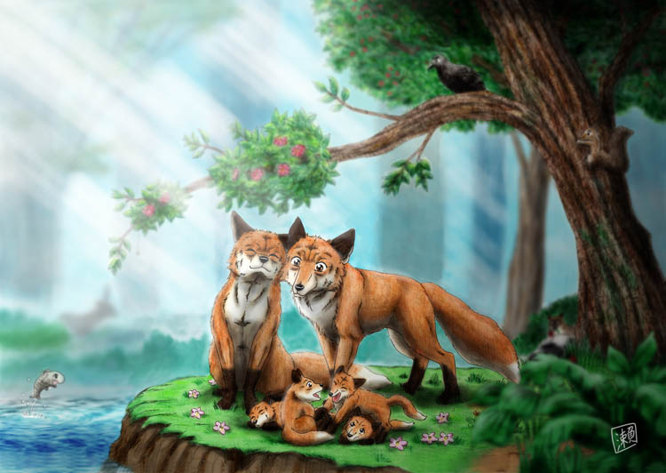 Fox family by SheltieWolf on DeviantArt Fox family by SheltieWolf on DeviantArt