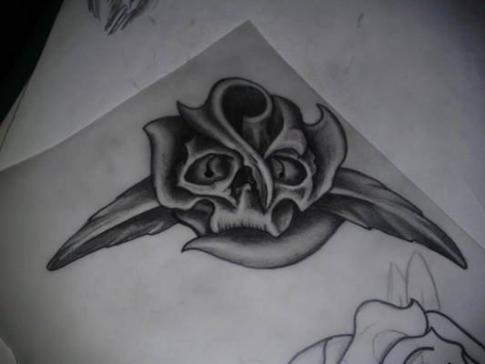 skullrose tattoo design