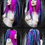 dark-pink turquoise black wig