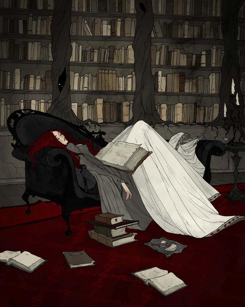 Asleep in the Library by AbigailLarson