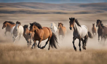 Wild horses run 