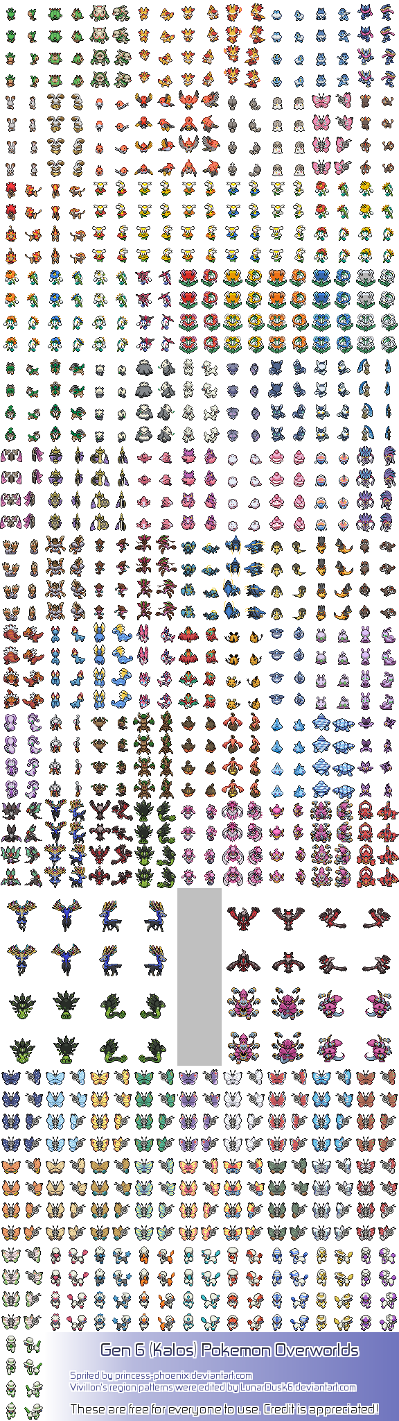 Gen 6 (Kalos) Pokemon Overworld Sprites