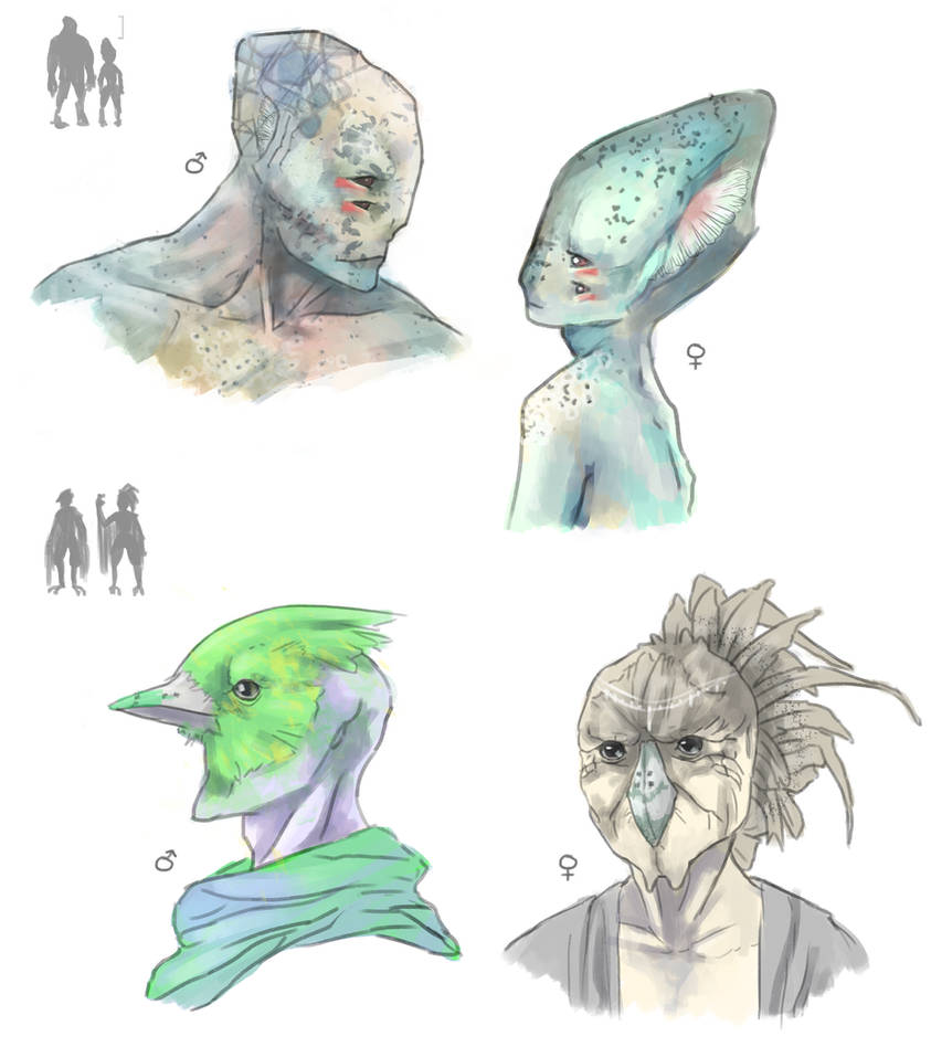 Aquores and Mim creatures by Sabinaa