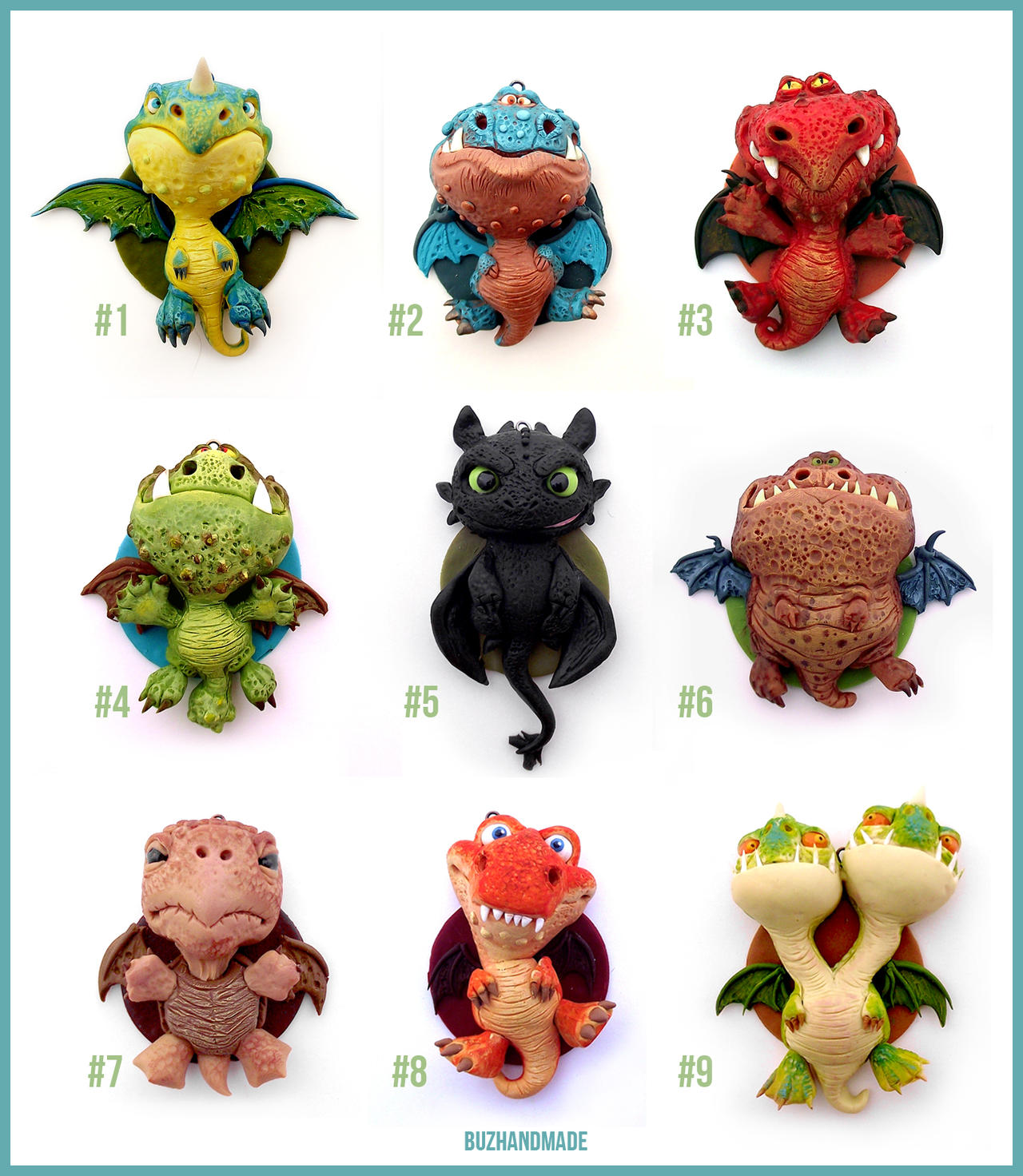 Dragon Charms Collection COMPLETE - Polymer CLAY by buzhandmade