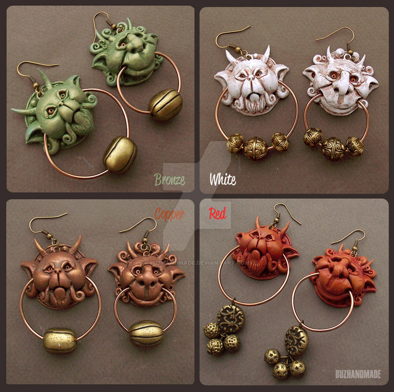 Knocker Earrings Labyrinth 4 Colors Buzhandmade By Buzhandmade