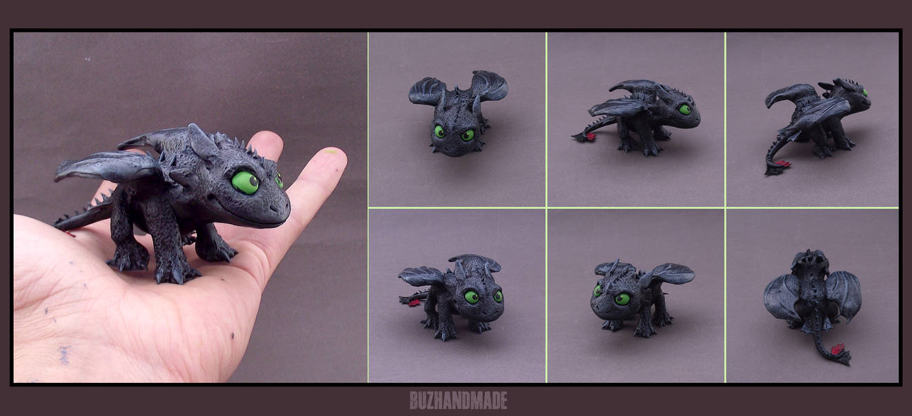 TOOTHLESS - Nightfury FANART mini sculpture SD by buzhandmade on DeviantArt