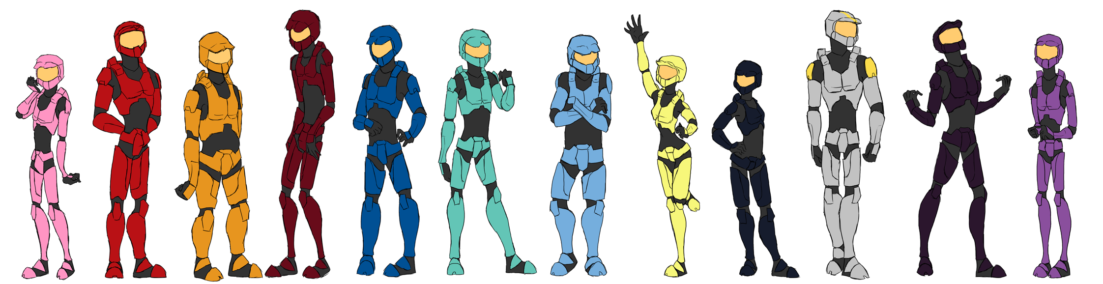 All Meta Suits Rvb Red vs Blue Cast by Zombaits on DeviantArt