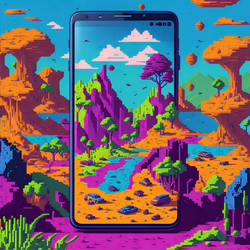 Pixalated landscape illusion