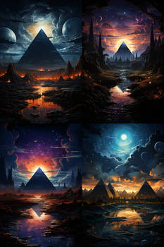 Over8858 A Poster With A View Of The Pyramids And