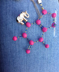 Caffeine molecule necklace- Elephant charm