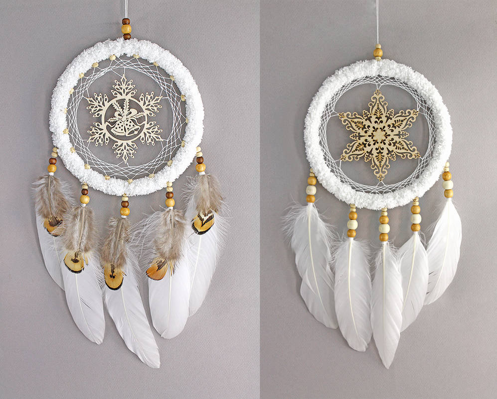 White Snowflake Dreamcatchers by Ailinn-Lein