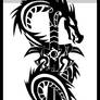 Tribal Dragon and Sword Tattoo