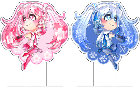 Sakura and Snow Miku