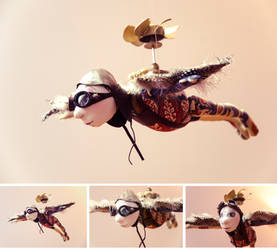 Steampunk flying man