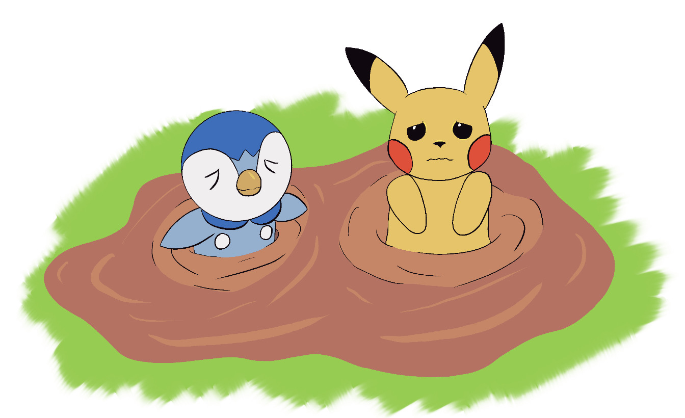 Piplup and Pikachu sinking in quicksand (request) by seren2d on DeviantArt