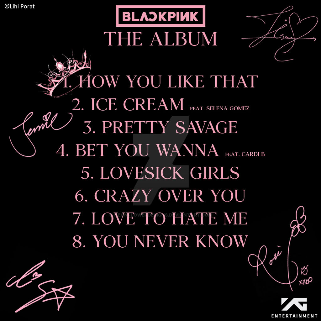 BLACKPINK - THE ALBUM (Tracklist) by NeonFlowerDesigns on DeviantArt