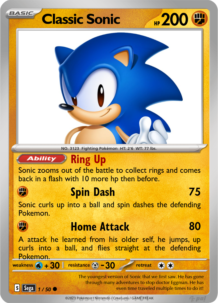 Classic Sonic Pokemon Card by SonicfanS3andK on DeviantArt Classic Sonic Pokemon Card by SonicfanS3andK on DeviantArt