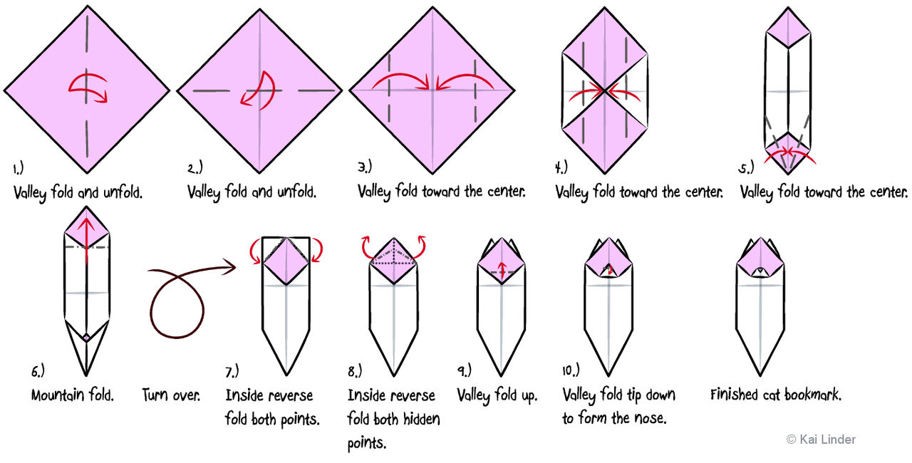 Origami Cat Bookmark Diagrams By Katana Nova Cat On Deviantart