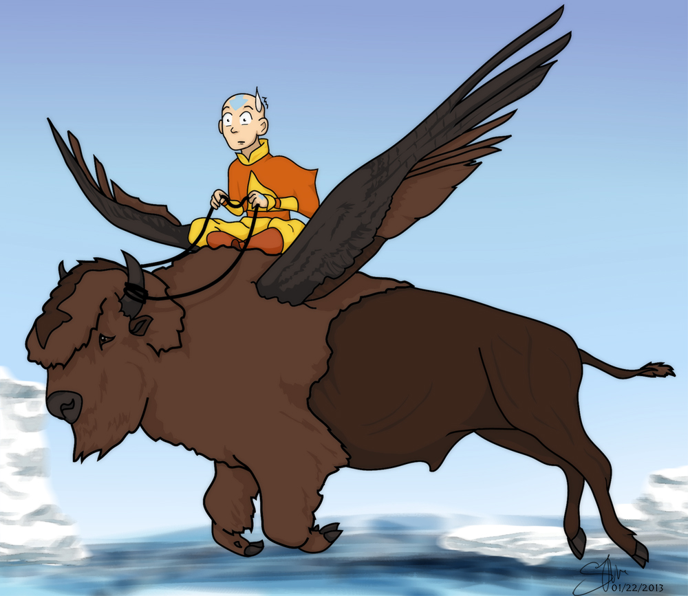 Flying Bison... by ChloeTheCairn on DeviantArt