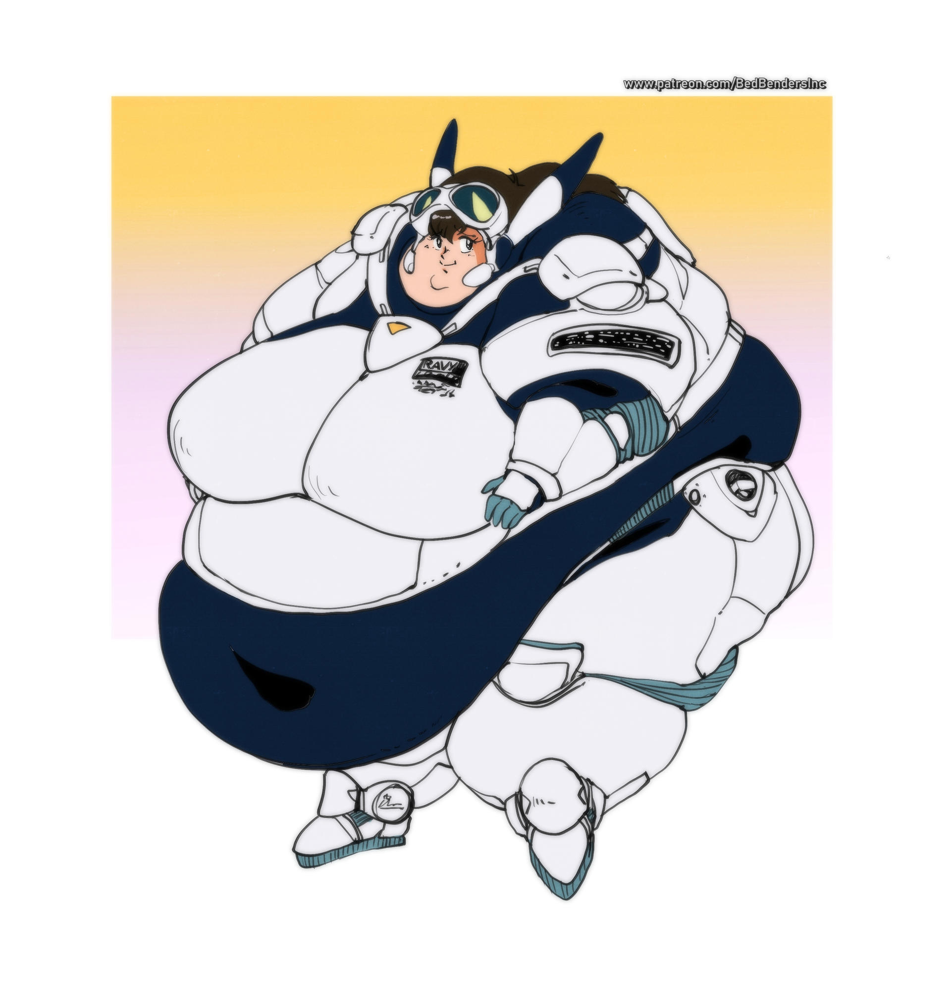 Fun Rambo Fat fat fanart sketch comm - Rabby from Gall Force by BedBendersInc on ...