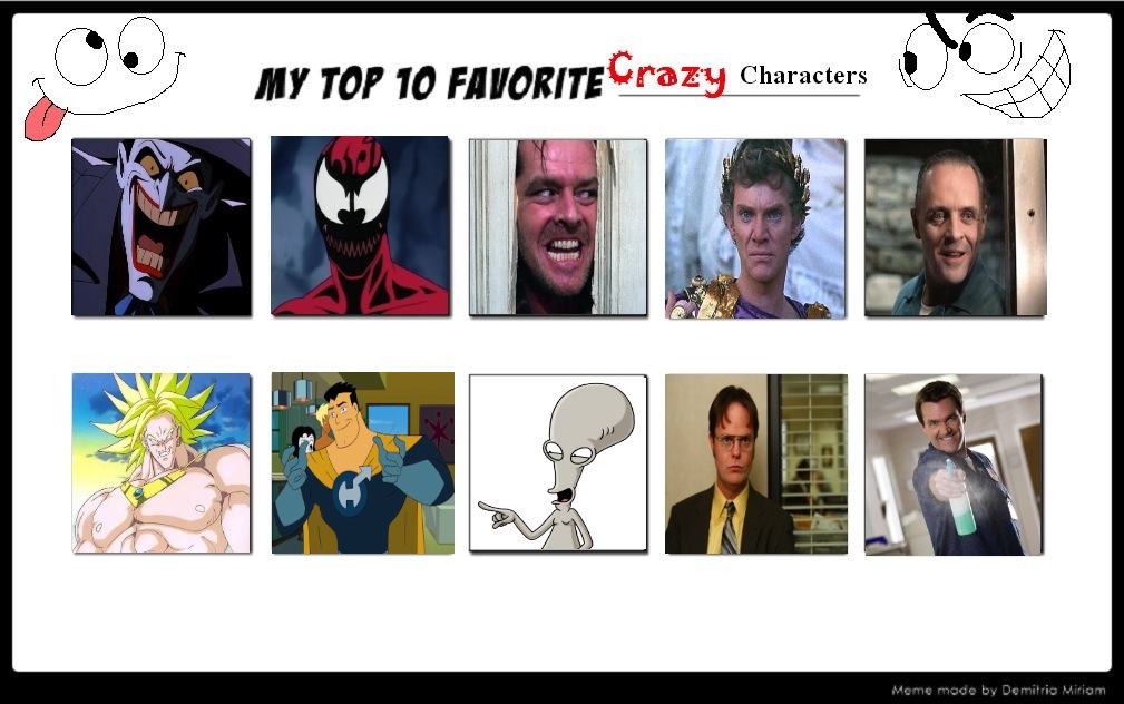 Top 10 Crazy Characters by Komodo-Lancer on DeviantArt