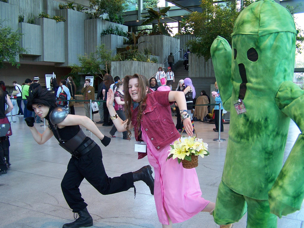 Zack, Aerith, Cactuar