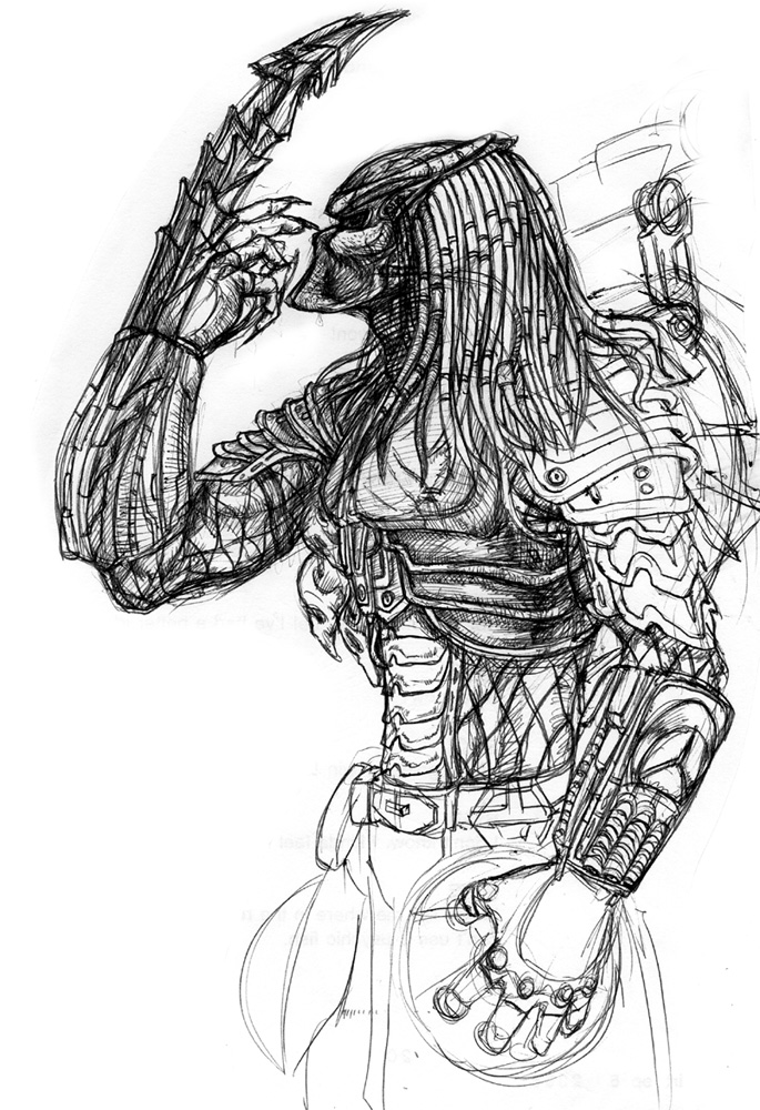 Predator Scratching His Mask