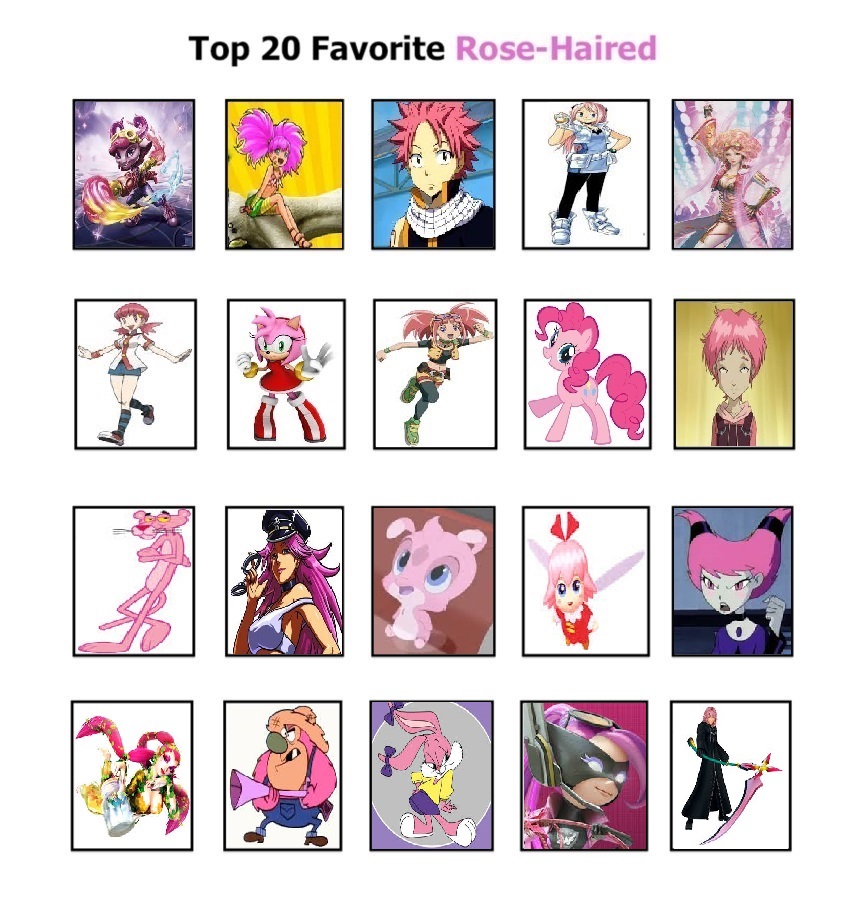 Rose Color Character Top 20 Rose Haired Characters by Foxboy614 on DeviantArt